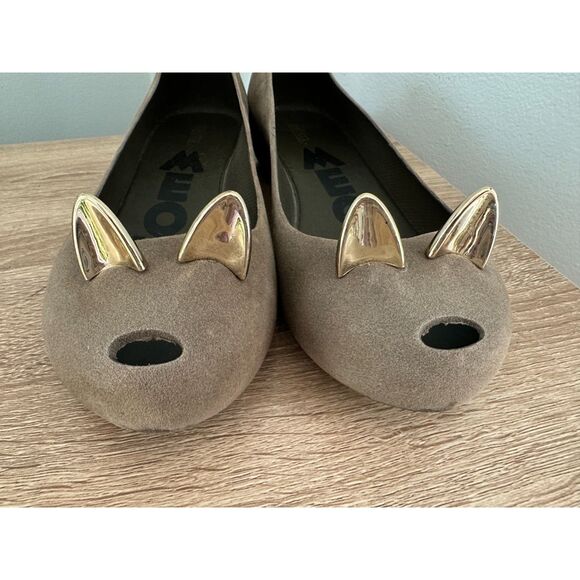 Melissa MEOW Cat Flats Gray Brown Peep Toe Ballet Shoes Womens sz 9 EU 40 - Picture 4 of 12
